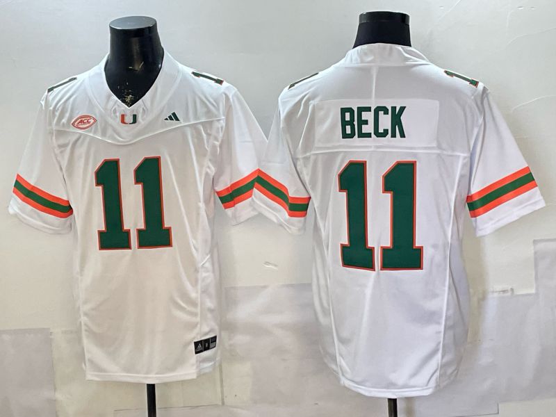 Men 2026 Miami Hurricanes #11 Beck White 3th generations Limited NCAA Jersey 0011